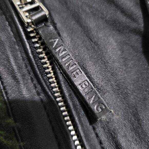 Anine Bing Ryder Faux Fur Jacket Green Olive Sherpa Teddy Plush Zip Front Small - Picture 9 of 16